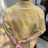 AIDASE  -  Vintage Y2K Style Plaid Shirts Men Streetwear Fashion Button-up Lapel Short Sleeve Shirt For Men's 2025 Summer New Casual Shirts aidase-shop