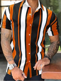 AIDASE  -  New Men's Summer Stripes Printed Four-Sided Stretch Single-Breasted Short Sleeve Shirt aidase-shop