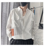 Aidase Striped Patchwork Handsome Shirt Men's New Fashionable Casual Long Sleeved Shirt Trendy Thin Top