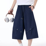 AIDASE  -  Summer New Trendy American Casual Men's Jeans 2025 Solid Color Korea Fashion Elastic Waist Male Trousers aidase-shop