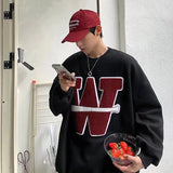 Autumn Men Letter W Patch Sweatshirt Hoodie for Men Oversized Y2k Sweatshirt Korean Fashion Man Clothing Casual Unisex Pullovers aidase-shop