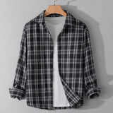 AIDASE  -  Fall Mens Plaid Shirt Casual Long Sleeved Jacket Mens Clothing Elegant Classic Fit Office Wear Men'S Shirt Ropa Hombre aidase-shop
