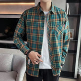 Aidase Spring Plaid Shirt Men Fashion Retro Casual Shirt For Men Clothing Harajuku High Quality Long Sleeve Male Fashion Tops aidase-shop