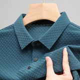 Aidase Solid Color Men T-shirt Short Sleeve Polo Shirt Lightweight Business Casual Turn-down Collar Top Men's Fashion Slim Fit Pullover aidase-shop