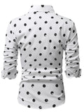 AIDASE  -  Spring and Autumn Polka Dot Print Long Sleeve Men's Shirt Casual Shirt aidase-shop