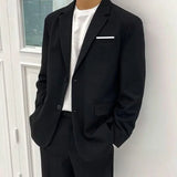 AIDASE  -  Casual Men's Suit Jacket Spring Autumn Black Business Formal Korean Trendy Lightweight Mature Single Button Polyester Viscose aidase-shop
