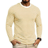 AIDASE  -  Slim Fit Long Sleeve T-Shirt for Men round Neck Striped Casual Korean Style Autumn Fashion Men's Base Shirt Breathable Antiba aidase-shop