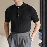 AIDASE  -  Stretchable Business Casual Striped Short-sleeve Polo Shirt  Men Asian Size Slim Fit High-quality T-shirt  Young Men Breathable.