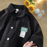 26.98Aidase Korean Style Men and Women Trendy Waffle Short Sleeved Shirt Summer Couple Retro Patch Casual Loose Half Sleeved T-shirt Top aidase-shop