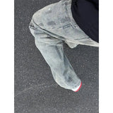AIDASE  -  Waed Distred Spray Paint Denim Jeans Loose Straight Leg Trousers for Men And Women Casual Faionable Wide Leg Pants aidase-shop