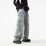 Aidase Workwear Multi-pocket Design Jeans Men's Vintage Japanese-style Casual Pants Country Trend Loose Long Pants