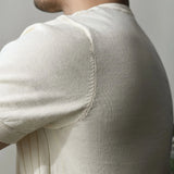 Aidase Mens Casual Henley Collar Knitted Short Sleeves Genderless 2024 New American Simple Versatile Basic Solid Color Clothes Unisex aidase-shop