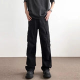 AIDASE  -  Men American Pocket Work Summer Thin Casual Loose Straight Trousers aidase-shop