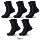 AIDASE  -  5 Pairs/lot Men's Tube Socks 100% Cotton Solid Colour Sweat Anti-odour Outdoor Sports Socks Autumn Winter Black White Warm Socks aidase-shop