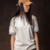 AIDASE  -  Three Needle American Retro Heavy T-shirt Men's Amikaji Pure Cotton Tube Weaving T-shirt Henry Collar Unisex Short Sleeved Shirt aidase-shop