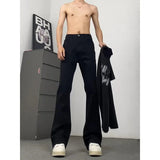 AIDASE  -  Black Bell Bottom Jeans Men's Autumn Versatile Handsome High Waist Slimming Leg Lengthening Casual Wide Leg Pants aidase-shop