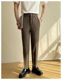 AIDASE  -  Summer Men's Straight Slim Fit Korean-style Tapered Solid Color Dress Pants Casual Trousers  28-38 aidase-shop