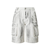 AIDASE  -  Summer New High Street Workwear Denim Shorts 2025 Tie-dyed Pocket Design Korea Fashion Male Trousers aidase-shop