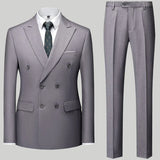 Aidase  Fashion New Men's Casual Boutique Double Breasted Suit Trousers / Man's Business Suit Jacket Blazers Coat Pants 2 Pcs Set aidase-shop