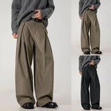 AIDASE  -  Old Fashion A Line Trousers With A Draped Textured Finish; Men's Casual Straight Leg Trousers. Foam aidase-shop