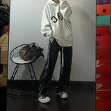 AIDASE  -  American Street Style Loose Side Stripe Casual Pants Men High Street BF Design Sense Splicing Zipper Long Trousers Trendy aidase-shop