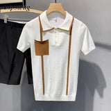 Aidase Fashionable Pockets Patchwork Knit Mens Polo Shirts Summer Daily Casual Breathable Knitting Tops Vintage Men Polo T Shirts
