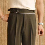 Aidase Pantalones Hombre 2024 Straight Pants For Men's Summer Business Drape Paris Buckle Pants Naples Ironless High Waisted Trousers aidase-shop