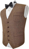 Aidase Men's Suit Vest V Neck Herringbone Tweed Business Waistcoat For Wedding Men Vests Groomman Clothing Jacket Victorian Steampunk aidase-shop