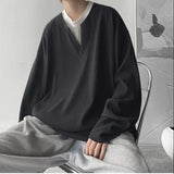 Aidase Spring Autumn Winter Solid Print Letters Casual Men Loose Sporty Cool Boys Soft Pullover T Shirt Long Sleeve Top Two-piece Suit aidase-shop