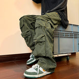 Aidase Multi-pockets Cargo Pants Harajuku Streetwear Casual Tooling Pant Men's Hip-hop Mopping Trousers Vintage Daily Wide Leg Pants