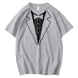 AIDASE  -  Summer New Men's Short Sleeved Personalized Tie Printed T-shirt Round Neck Business Casual Male Top aidase-shop