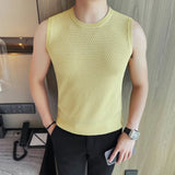 AIDASE  -  Men's Summer Sleeveless Vest  Breathable Mesh-Knit Fabric  Textured Crew Neck  Relaxed Fit  Casual Versatile Styling