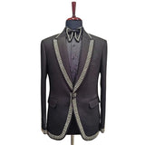 Aidase Luxury Men's Suits Tailored One Piece Blazer One Button Beaded Diamonds Wedding Peaked LapelPlaid Stripes Custom Made Plus Size aidase-shop