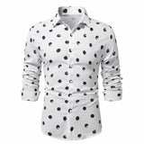 AIDASE  -  Spring and Autumn Polka Dot Print Long Sleeve Men's Shirt Casual Shirt
