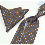 AIDASE  -  2PCS Neck Ties Set Fashion Paisley Striped Neckties Gentlemen Daily Wear Navy White Block Pocket Square Wedding Tuxedo Accessory aidase-shop