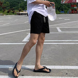 AIDASE  -  Daily Leisure Mens Shorts Linen Solid Color Simple Loose Bottoms Men Spring Summer Men Beach Casual Drawstring Shorts aidase-shop