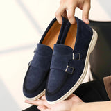 AIDASE  -  Suede Leather Men's Business Casual Shoes Handmade Double Buckle Loafers Leisure Slip on Flats Outdoor Male Driving Moccasins aidase-shop