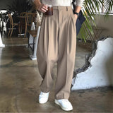 AIDASE  -  Men's Old Money High Waist Pleated Wide Leg Dress Pants Casual Loose Suit Trousers aidase-shop