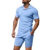 AIDASE  -  Summer Men's British Burke Shirt Short Sleeve Shorts Casual Slim Fit Sports Quick Drying POLO Suit aidase-shop