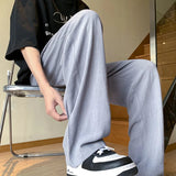 AIDASE  -  Loose Fit Linen Cotton Casual Pants for Men Summer Straight Leg Comfortable Breathable Slimming k Blue Trousers aidase-shop