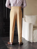 AIDASE  -  Trousers Men Spring Autumn New Fashion Belt-up High Waist Slim Pants Men Business Casual Solid Color Straight Pants aidase-shop