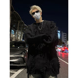 Aidase Ripped Tassel Sweater Men Women Streetwear Pullovers Men's Sweater Harajuku Fashion Hip Hop Fringed Knitted Round Neck Sweaters