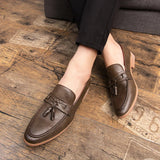 AIDASE  -  Men Shoes Business Fringed Shoes Black Brown Casual Comfortable Flip-top Designer Fashion Leather Shoes Social Shoes Men aidase-shop