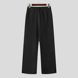 AIDASE  -  Men Pants Solid Color Button Lace Up Loose Casual Trousers Men Streetwear Joggers 2025 Fashion Leisure Male Long Pants aidase-shop