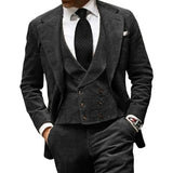 Aidase Autumn Winter Corduroy Suit For Men Single Breasted Peaked Lapel Business Casual Male Blazer Vest Pants 3Pcs Set Wedding costume aidase-shop