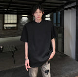 AIDASE  -  Casual Men T-shirt 2025 Summer Solid Color Round Neck Beaded Beads Structure Design Trendy Short Sleeved Men's Tops 21E5860 aidase-shop