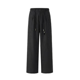 AIDASE  -  Mens Cropped Linen Blend Dress Pants Casual Drawstring High Waist Breathable Suit Trousers Japanese Clean Fit Straight Trousers aidase-shop