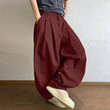 AIDASE  -  Men Pants Solid Button Pleated Baggy Casual Trousers Men Streetwear Oversize Joggers Fashion Male Lantern Pants aidase-shop