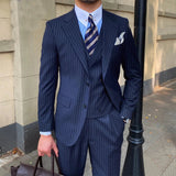 AIDASE  -  Tailor-made 3 Pieces Slim Fit Suit For Men high quality Pants Tuxedos Formal  navy blue Wedding Party Jackets Mens Clothing aidase-shop