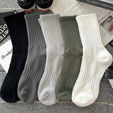 AIDASE  -  New 5 Pairs Cool Men Black White Warm Socks Set Autumn Winter Male Solid Color Sport Short Socks For Men Dropshipping